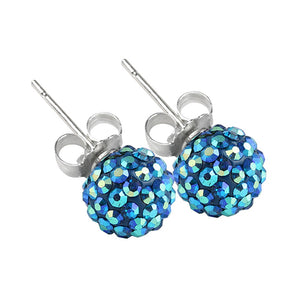 Blue Boreale 8mm Crystal Ball Studs