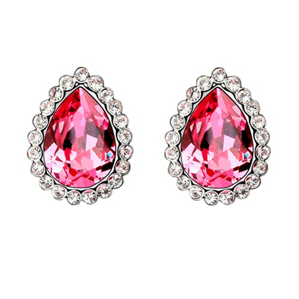 Swarovski Elements Pear Cut Earrings in Pink
