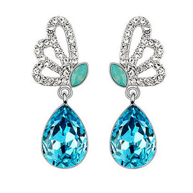 Swarovski Elements Butterfly Earrings in Blue