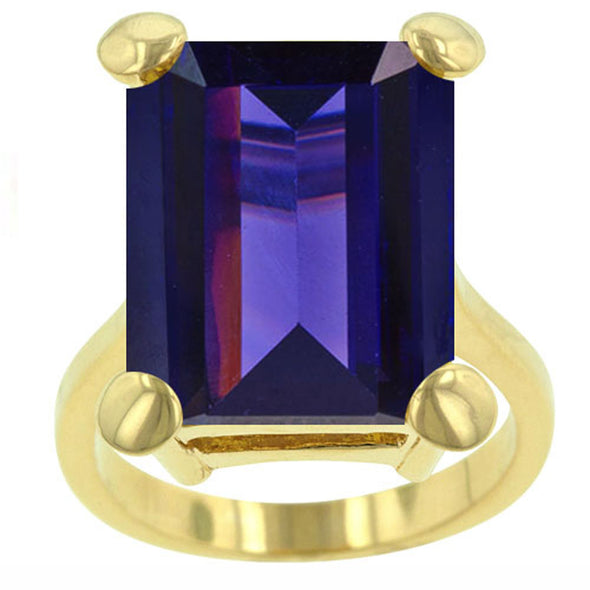 Gold Emerald Cut Tanzanite Ring