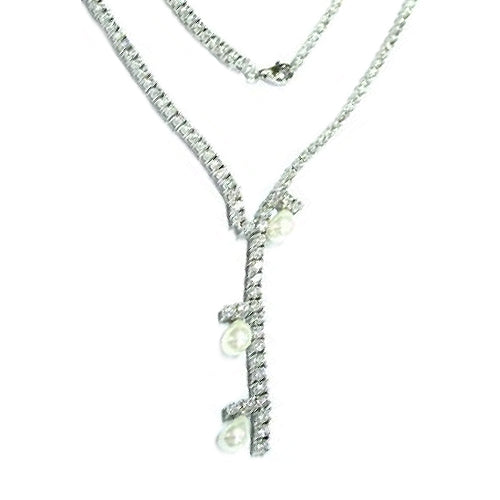 Riviera Pearl and Simulated Diamond Necklace