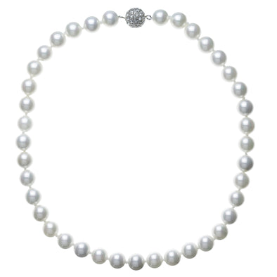 10mm White Pearl Pavé Necklace