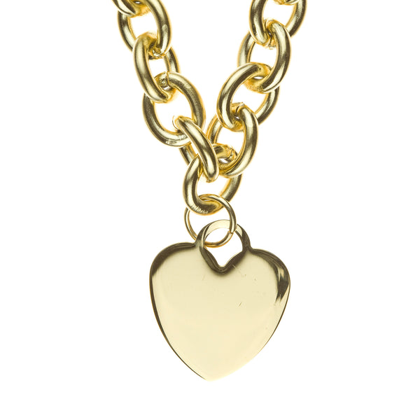 Stainless Steel Gold Heart Tag Necklace