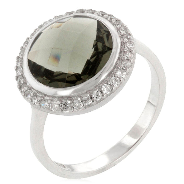 Amirante Round Faceted Ring in Smoky Topaz CZ