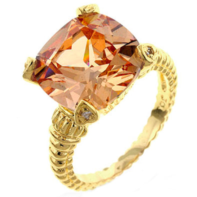 Gold Catwalk Cable Ring in Cognac