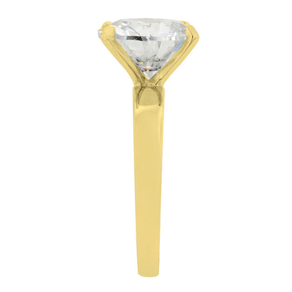 3 Carat (10mm) Gold Round Cut CZ Solitaire Ring