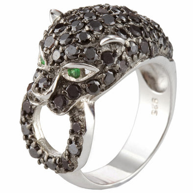 Jaguar Simulated Black Diamond Ring